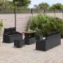 Conjunto de sofá de jardín con cojín 8 pcs Negro Poliratán