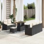 Conjunto de sofá de jardín con cojín 8 pcs Negro Poliratán