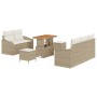 Conjunto de sofá de jardín con cojín 8 pcs Beige Poliratán