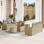 Conjunto de sofá de jardín con cojín 8 pcs Beige Poliratán