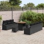 Conjunto de sofá de jardín con cojín 10 pcs Negro Poliratán