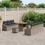 Conjunto de sofá de jardín con cojín 10 pcs Gris Poliratán