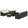 Conjunto de sofá de jardín con cojín 10 pcs Negro Poliratán