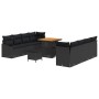 Conjunto de sofá de jardín con cojín 11 pcs Negro Poliratán