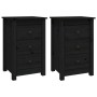 Nachttische, 2 Stück, massives schwarzes Kiefernholz, 40 x 35 x 61,5 cm von vidaXL, Nachttische - Ref: Foro24-813708, Preis: ...