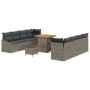 Conjunto de sofá de jardín con cojín 11 pcs Gris Poliratán