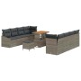 Conjunto de sofá de jardín con cojín 11 pcs Gris Poliratán