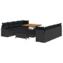 Conjunto de sofá de jardín con cojín 11 pcs Negro Poliratán