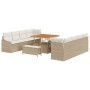 Conjunto de sofá de jardín con cojín 11 pcs Beige Poliratán
