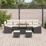 Conjunto de sofá de jardín con cojín 10 pcs Negro Poliratán