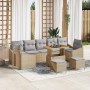 Conjunto de sofá de jardín con cojín 10 pcs Beige Poliratán