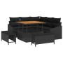 Conjunto de sofá de jardín con cojín 8 pcs Negro Poliratán