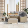 Conjunto de sofá de jardín con cojín 8 pcs Beige Poliratán