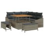 Conjunto de sofá de jardín con cojín 8 pcs Gris Poliratán
