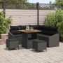 Conjunto de sofá de jardín con cojín 8 pcs Negro Poliratán