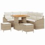 Conjunto de sofá de jardín con cojín 8 pcs Beige Poliratán