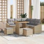 Conjunto de sofá de jardín con cojín 8 pcs Beige Poliratán