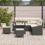 Conjunto de sofá de jardín con cojín 8 pcs Negro Poliratán