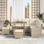 Conjunto de sofá de jardín con cojín 8 pcs Beige Poliratán