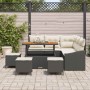 Conjunto de sofá de jardín con cojín 9 pcs Negro Poliratán