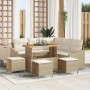 Conjunto de sofá de jardín con cojín 9 pcs Beige Poliratán
