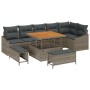 Conjunto de sofá de jardín con cojín 9 pcs Gris Poliratán