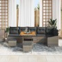 Conjunto de sofá de jardín con cojín 9 pcs Gris Poliratán
