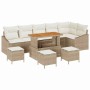 Conjunto de sofá de jardín con cojín 10 pcs Beige Poliratán