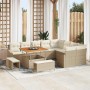 Conjunto de sofá de jardín con cojín 12 pcs Beige Poliratán