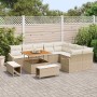 Conjunto de sofá de jardín con cojín 12 pcs Beige Poliratán