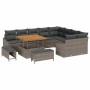 Conjunto de sofá de jardín con cojín 12 pcs Gris Poliratán