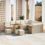 Conjunto de sofá de jardín con cojín 12 pcs Beige Poliratán