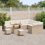 Conjunto de sofá de jardín con cojín 12 pcs Beige Poliratán