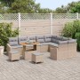 Conjunto de sofá de jardín con cojín 12 pcs Beige Poliratán
