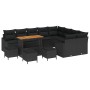 Conjunto de sofá de jardín con cojín 13 pcs Negro Poliratán