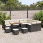 Conjunto de sofá de jardín con cojín 13 pcs Negro Poliratán