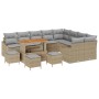 Conjunto de sofá de jardín con cojín 13 pcs Beige Poliratán