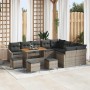 Conjunto de sofá de jardín con cojín 13 pcs Gris Poliratán