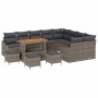 Conjunto de sofá de jardín con cojín 13 pcs Gris Poliratán