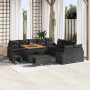 Conjunto de sofá de jardín con cojín 13 pcs Negro Poliratán