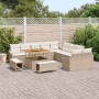 Conjunto de sofá de jardín con cojín 13 pcs Beige Poliratán