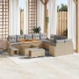 Conjunto de sofá de jardín con cojín 13 pcs Beige Poliratán