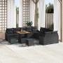 Conjunto de sofá de jardín con cojín 13 pcs Negro Poliratán