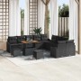 Conjunto de sofá de jardín con cojín 13 pcs Negro Poliratán