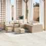 Conjunto de sofá de jardín con cojín 13 pcs Beige Poliratán