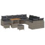 Conjunto de sofá de jardín con cojín 13 pcs Gris Poliratán