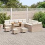 Conjunto de sofá de jardín con cojín 14 pcs Beige Poliratán