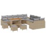 Conjunto de sofá de jardín con cojín 14 pcs Beige Poliratán