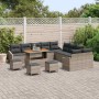 Conjunto de sofá de jardín con cojín 14 pcs Gris Poliratán
