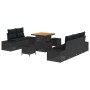 Conjunto de sofá de jardín con cojín 8 pcs Negro Poliratán